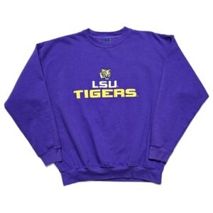 VTG 00s LSU Tigers‎ Purple Sweatshirt OVB Mens Size XL Embroidered
